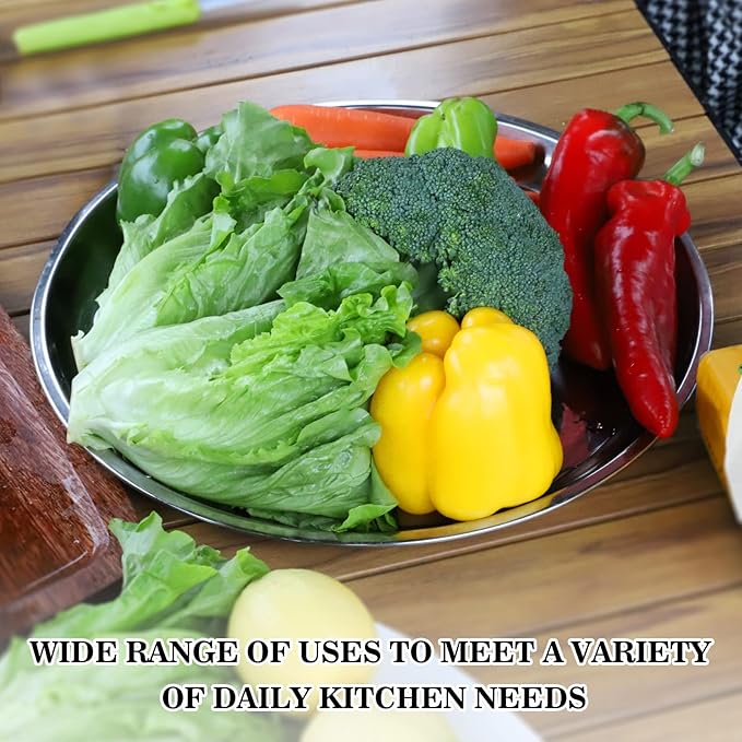 Vankey 12 in Stainless Steel Pizza Pan Perfect for Big Size Green Egg, Kamado Joe, Weber & Acorn Grills & Smokers, Kitchenware Round Roaster Pan, Stainless Steel Drip Pan Reusable & Easy Clean