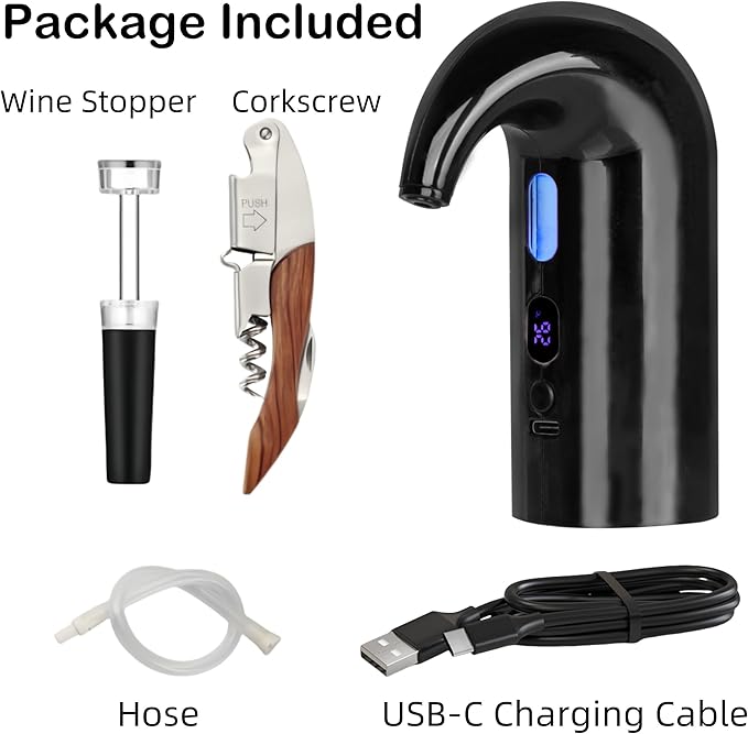 Electric Wine Opener and Aerator with Wine Accessories -Rechargeable Wine Bottle Opener Set with Base, Wine Aerator, Corkscrew and Wine Stoppers- Perfect Wine Gifts for Wine Lovers