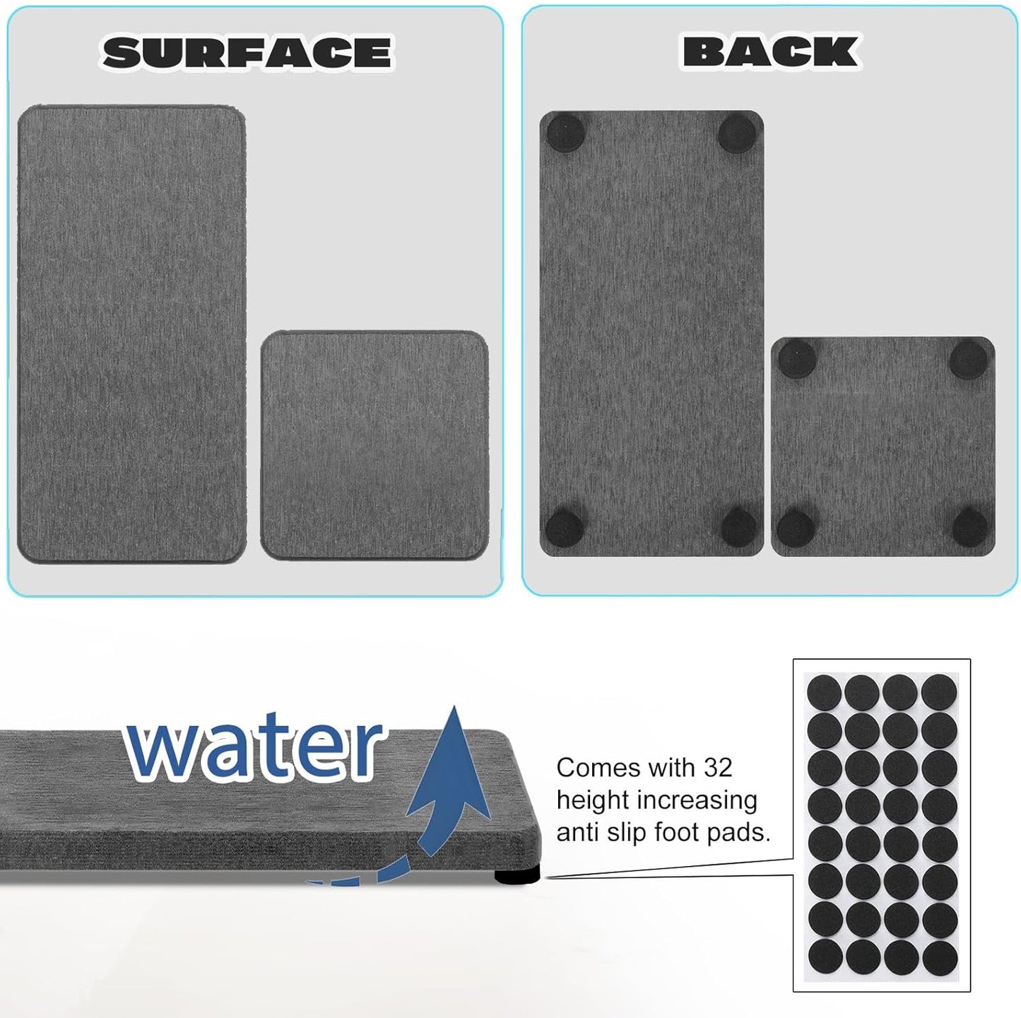 4PCS Water Absorbing Stone Tray for Sink, Fast Drying Stone Sink Tray, Water Absorbent Diatomite Trays, Stones Soap Diatomaceous Coaster, Stones Drying Trays for Bathroom Sinks and Kitchen Counter