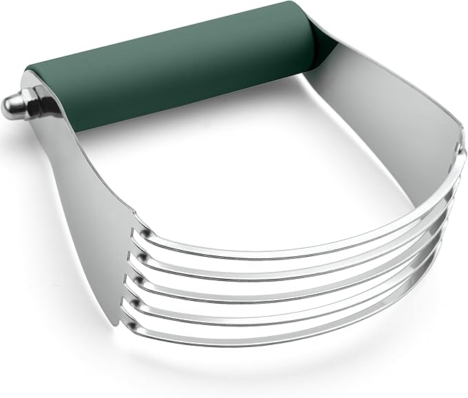 Spring Chef Large Dough Blender For Baking, Manual Dough Cutter Tool, Stainless Steel Puff Pastry Cutter Tool with Sharp Blades, Dishwasher Safe Pastry Blender for Easy Mixing - Pine Green