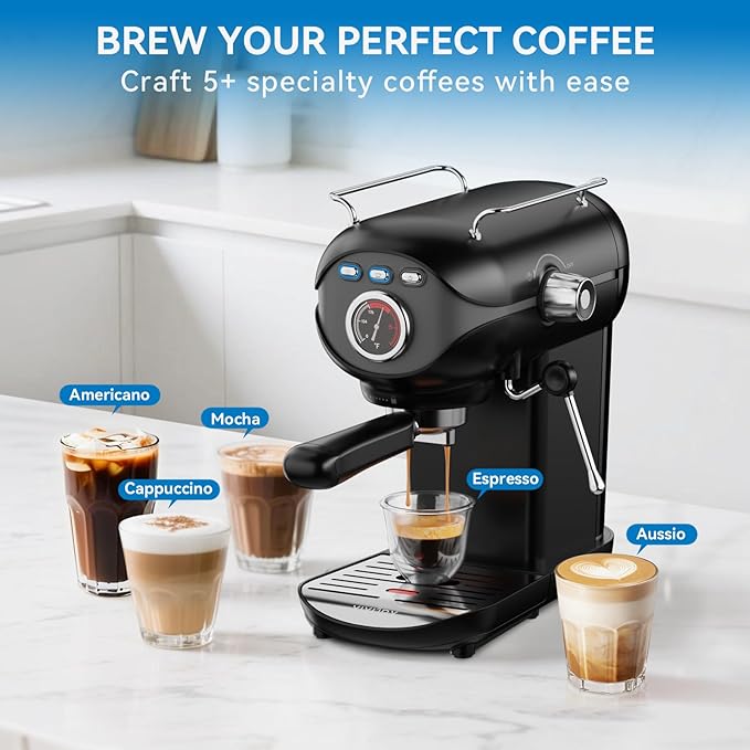 XIXUBX Espresso Machine, 20 Bar Pump Temperature Control, Compact Espresso Maker with Steam Milk Frother, Professional Coffee Makers for Home, Cappuccino Latte Machine, Gifts for Coffee Lover