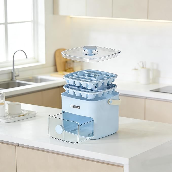 Ice Cube Tray with Lid and Bin+ Mini Ice Cube Tray