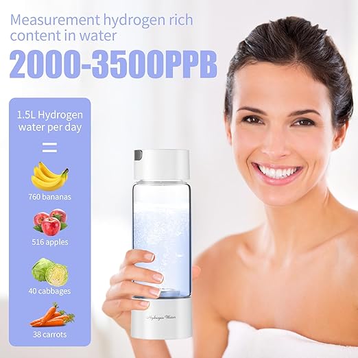 New Upgraded Version Hydrogen Water Bottle,Hydrogen Water Bottle Generator,Portable H2 Rich Water Cup,Your Perfect Partner for a Health-Conscious Lifestyle Glass 380ml (Black)