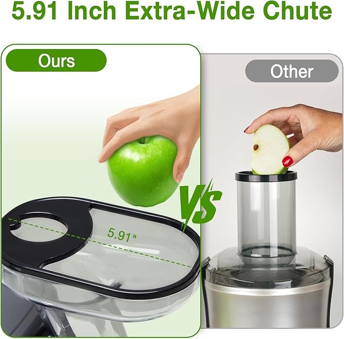 OLIXIS Cold Press Juicer, Slow Masticating Juicer Machines with Extra Wide Feed Chute, High Juice Yield and Easy to Clean for Whole Vegetables & Fruits, Silver