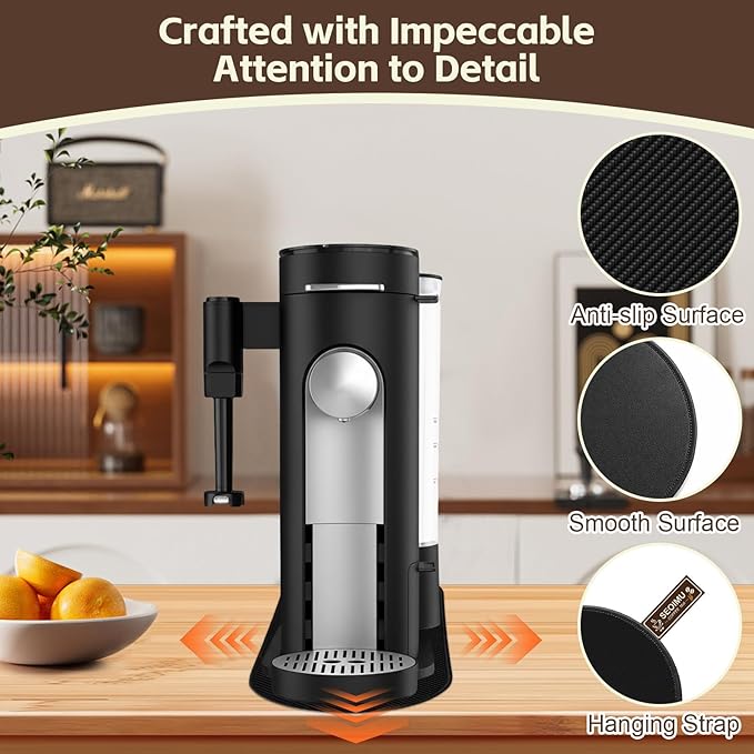 Sliding Mat for Ninja Single Serve Coffee Maker PB051 & PB041, Smooth Glide with Anti-Slip Base, with Hanging Strap, Clean Easily, Protects Kitchen Countertop, Sturdy Mat for Ninja PB051 and PB041