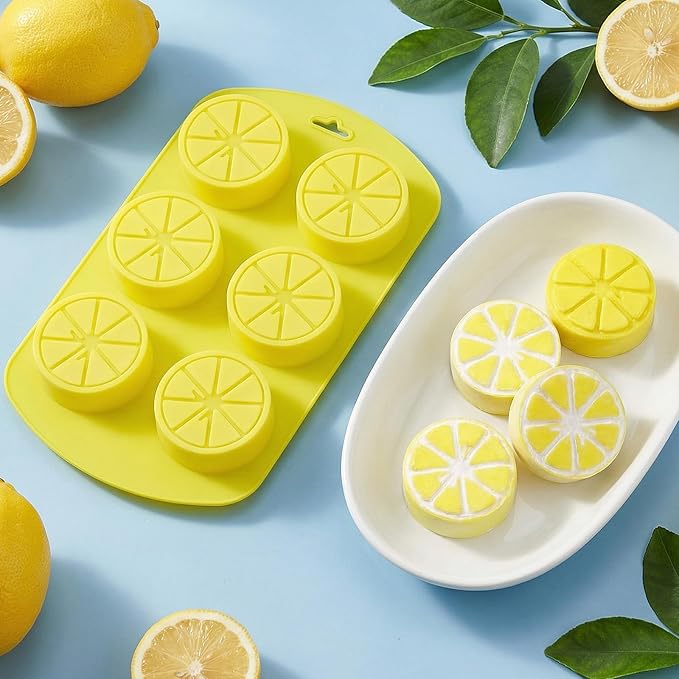 3D Lemon Candy Mold, 2 Pack Silicone Fruit Molds, Ymapinc Reusable Baking Mold for Chocolates, Jellies, Candles & Desserts, Oven/Dishwasher Safe Candy Making Supplies