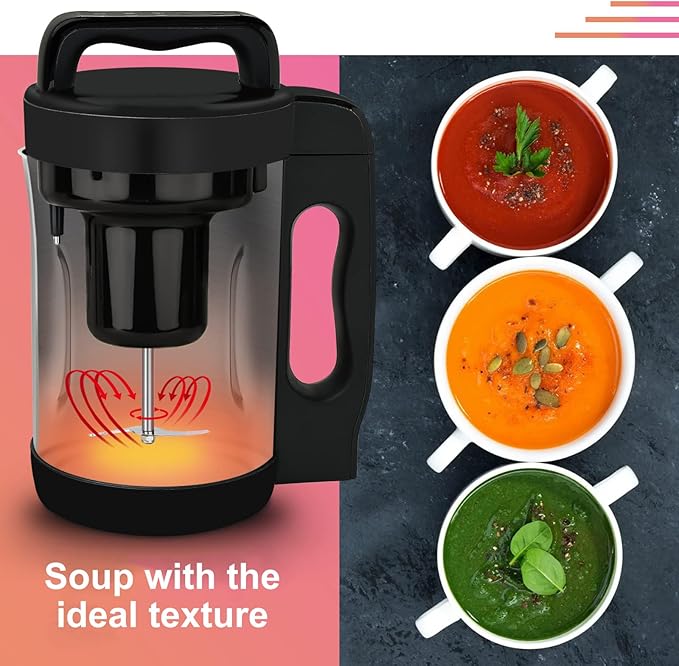 Soup Maker 1.6 L, 4-in-1 Multifunctional Smooth Soup and Chunky Soup Machine Maker with LCD Control Panel, Stainless Steel Electric Hot Soup Maker, 2-5 Servings, Smart Living for Home Use