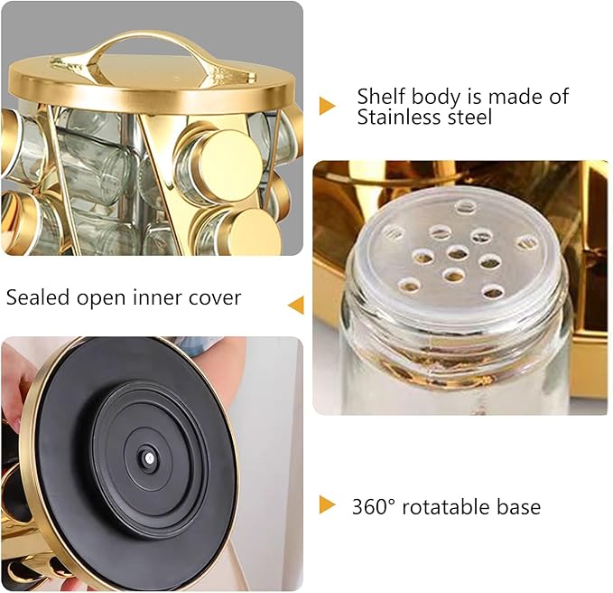 Portable Stainless Steel Spice Rack with 20 Spice Jars Included Revolving Spice Organizer for Kitchen Tower Storage Rack for Spices and Seasoning Silver