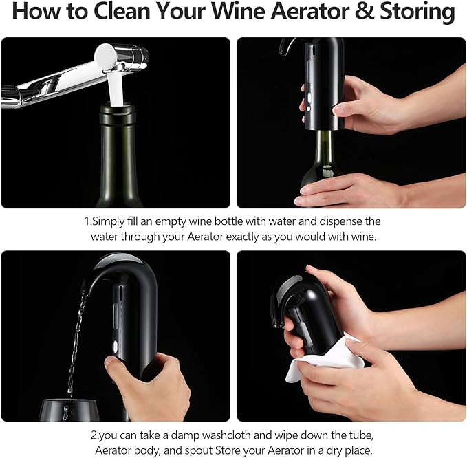 Wine Aerator Electric Wine Decanter and Dispenser One Touch Red -White Wine Accessories Aeration Work with Wine Opener for Beginner Enthusiast -Wine Gift Set