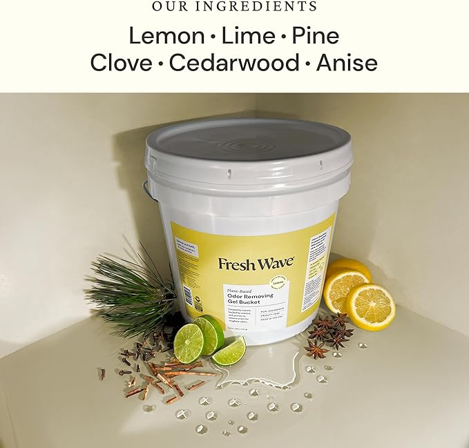 Fresh Wave Odor Removing Gel Bucket, 15.5 lb. (248 oz.) | Lemon Scent Refill | Odor Absorbers for Home | Safer Odor Relief | Natural Plant-Based Odor Eliminator | For Cooking, Trash & Pets