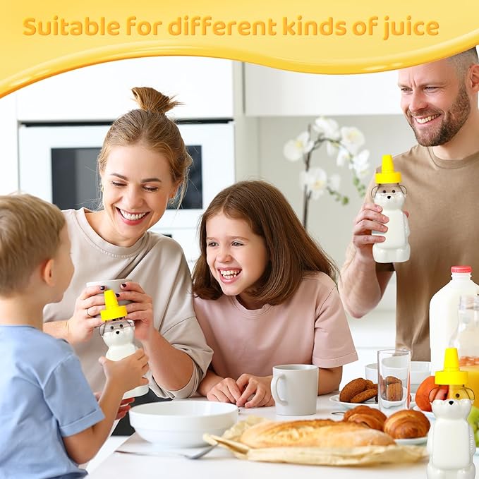 Roshtia 50 Pcs 5 oz Honey Bear Bottles Plastic Empty Clear Squeeze Honey Container Cups Bear Reusable Juice Bottle Bulk with Leak Proof Spout Lids for Storing Dispensing Baby Shower Gifts