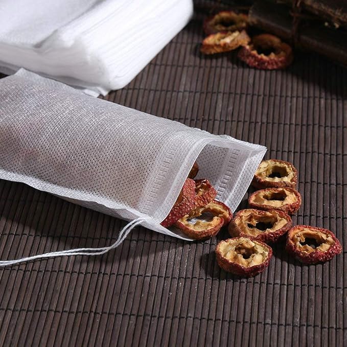 TamBee Disposable Drawstring Tea infusers Tea Filter Bags for Loose Tea Herbs 100Pcs 5.9" x 7.87" c for Brew Tea Cold Brew Coffee（ 5.9" x 7.87" /15 x 20cm） (100)