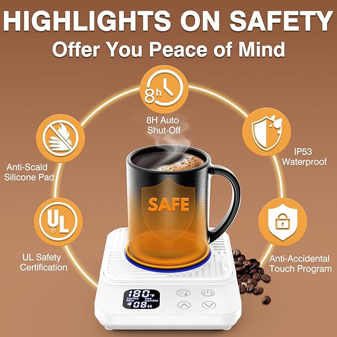 Mug Warmer, Coffee Cup Warmer for Desk with 1-12H Auto Shut Off, 36W Faster Heating Coffee Mug Warmer for Coffee Beverage Milk Tea, Smart Candle Warmers, Ideal Coffee Accessories Gifts (White)