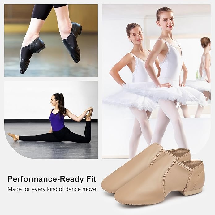 Stelle Jazz Shoes for Women Men Leather Upper Slip-on Dance Shoes Unisex