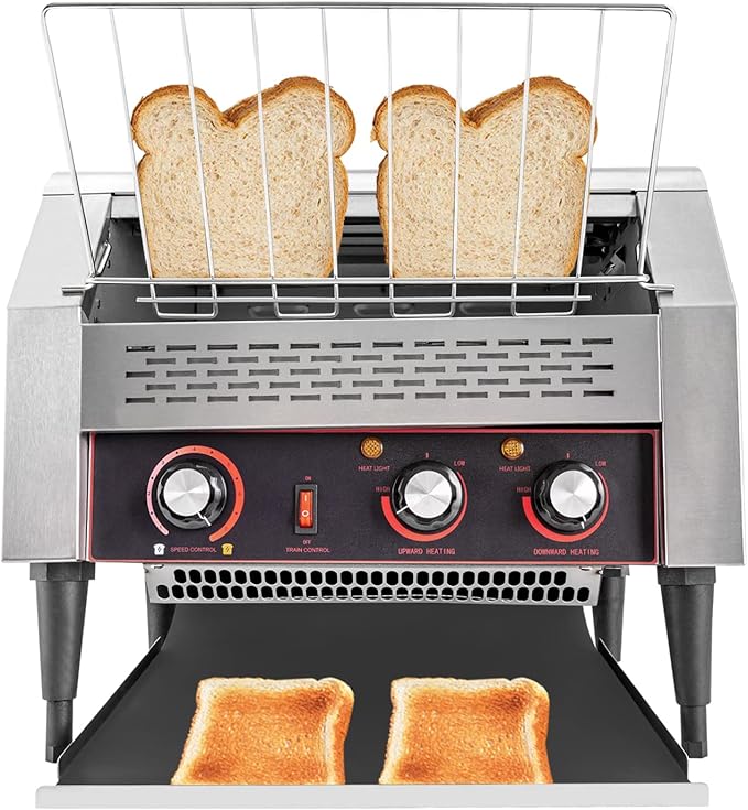 450 Slices/Hour Commercial Toaster, 110V 2600W Electric Conveyor Toaster Oven Stainless Steel Commercial Conveyor Belt Toasters for Restaurant, Bakery, Buffet Use