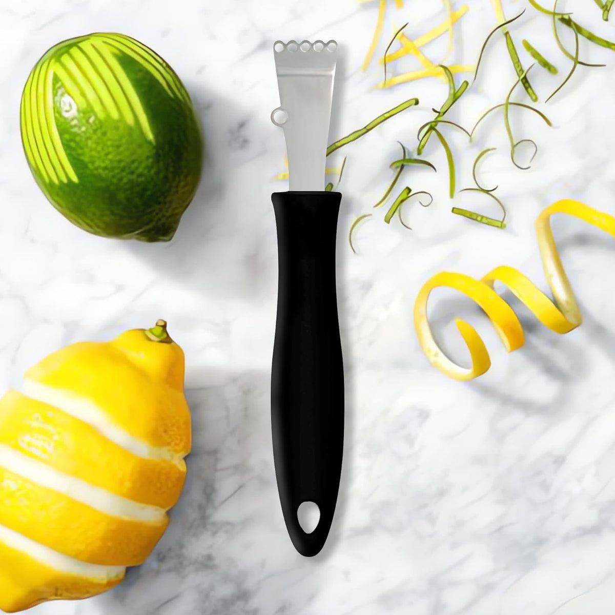 Channel Knife Lemon Peeler Zester-Garnish for Cocktail Mixers- Triangular, V-Shaped Stainless Steel Professional Grade Bar Tool-Fruit Peeler Zester (Peeler B)