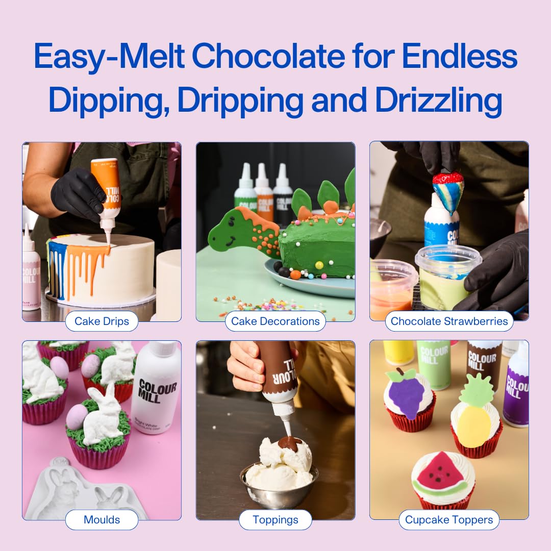 Colour Mill Chocolate Drip Easy-Melt Drizzle for Desserts, 125 Grams Green