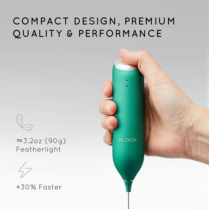 Flendy Rechargeable Milk Frother Handheld, Coffee Frother Handheld with USB-C Charging Stand, Electric Drink Mixer Handheld, Mini Electric Whisk Frother for Coffee, Matcha, etc