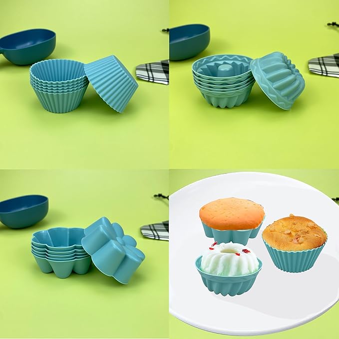 29PCS Nonstick Silicone Baking Set With Bakeable Mini Cake Pans, Bakeware for Oven, Molds and Heat Resistant Spatulas