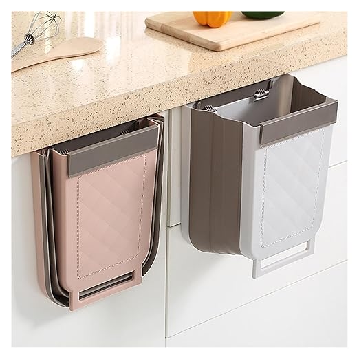 Collapsible Hanging Kitchen Trash Can Hanging Telescopic Folding Trash Can 1pc Multifunctional Cabinet Door Sorting Bin for Kitchen and Car(White)