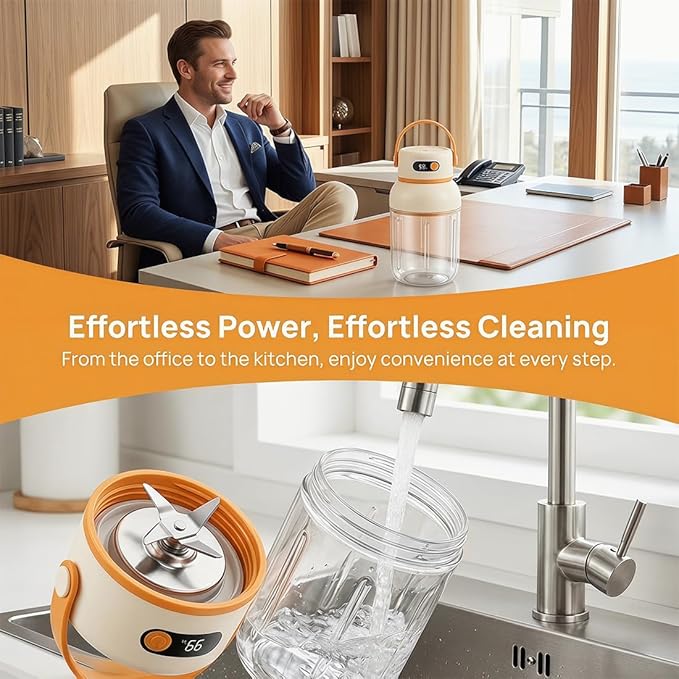 Portable Electric Juicer Cup with Zero Cord Hassle, Personal Size Juicer Cup, USB-C Rechargeable Electric Blender,18000RPM Motor, Leakproof Travel Juicer for Gym, Office, Outdoors (1200ml)