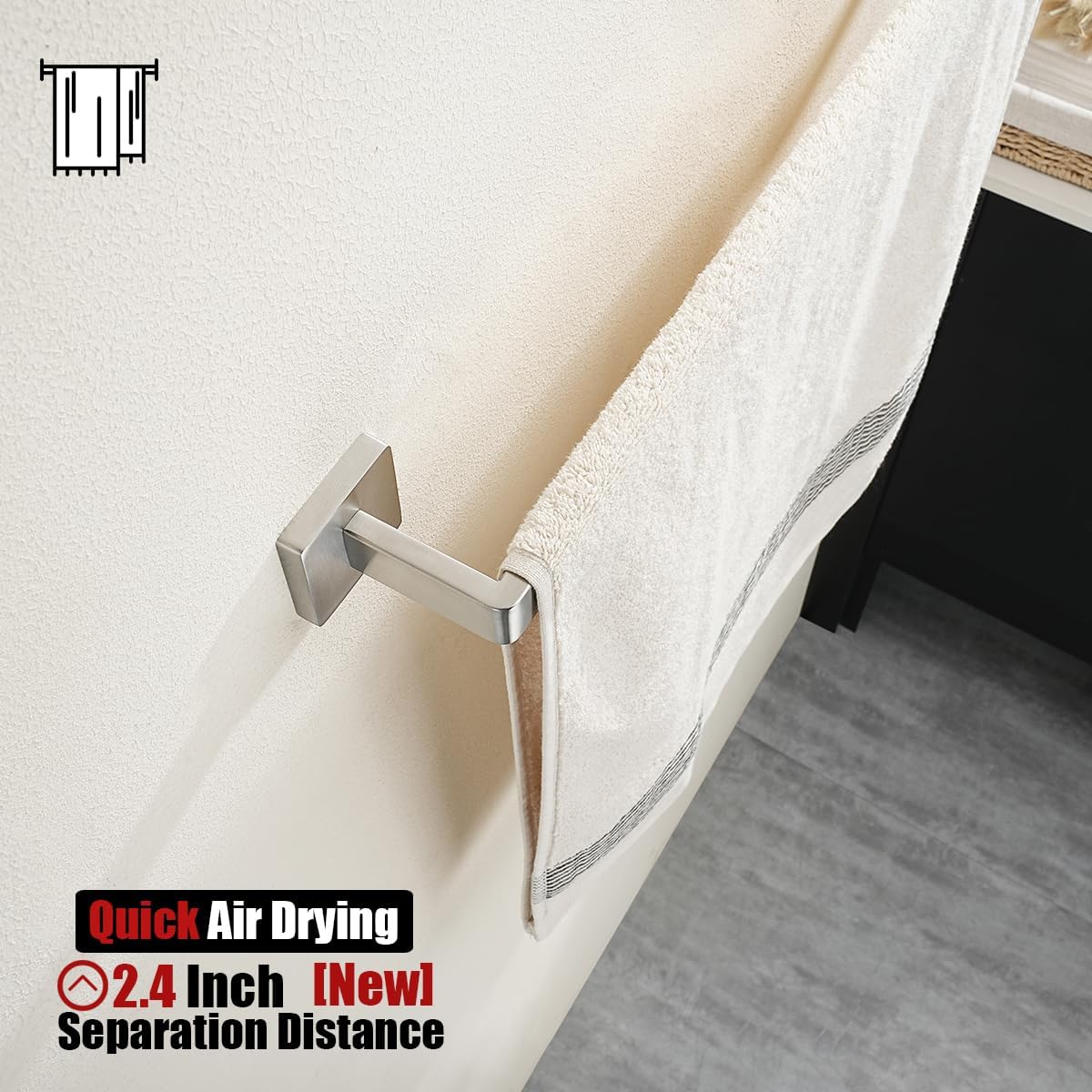 JQK Brushed Towel Bar, Rounded Edges 29.41 Inch Towel Rack, 304 Stainless Steel Bathroom Wall Mount, Useable Length 27 Inch, TB250L27-BN