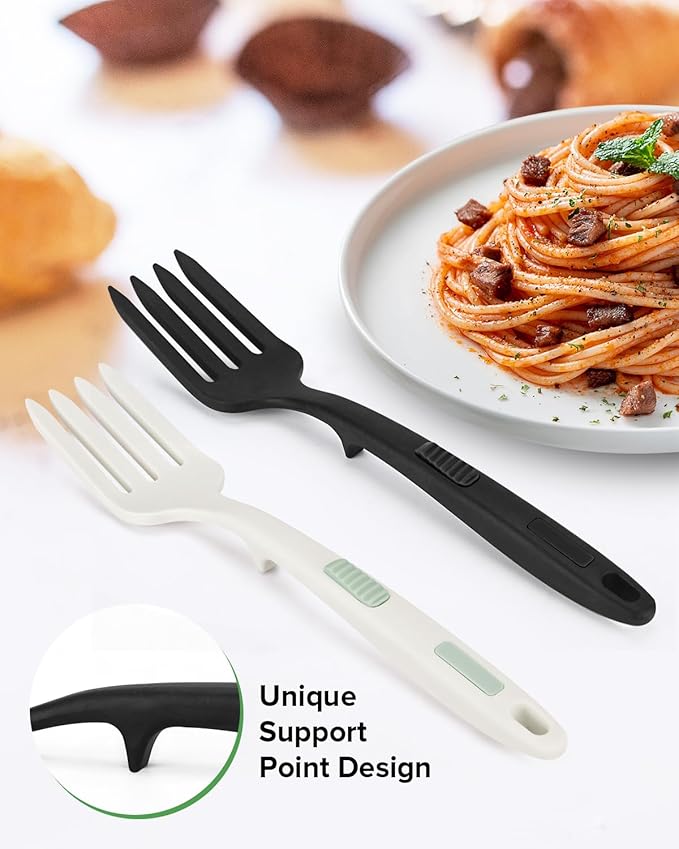 Silicone Flexible Cooking Fork, 11.6 Inch Heat Resistant, Large Non Stick for Mixing, Mashing, Whisking (BW)