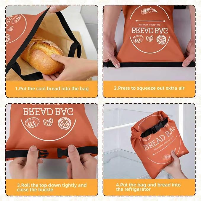 Bread Bags for Homemade, Beeswax Reusable Bread Bag for Sourdough, 1 Pack XL-Reusable Waxed Food Storage Bag to Keep Sourdough Fresh, Freezer-Safe, Eco-Friendly (Orange)