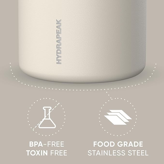 Hydrapeak 25oz Stainless Steel Vacuum Insulated Food Jar | Kids Jar for Hot Food and Cold Food, Wide Mouth Leak-Proof Soup Jar for Adults, 10 Hours Hot and 16 Hours Cold (Stone)