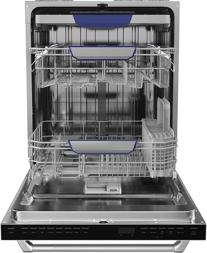 Empava 24 Inch Dishwasher Built in, 15 Place Settings, Triple Spray Arms, Dual-Dry System, Stainless Steel Interior, 45 dB Ultra Quiet, Energy Star Certified