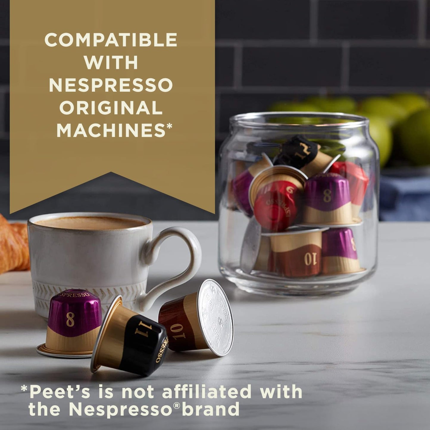 Peet's Coffee, Dark Roast Espresso Capsules Variety Pack, Compatible with Nespresso Original Machine - Intensity 10-11, 40 Count (4 Boxes of 10 Espresso Capsules)