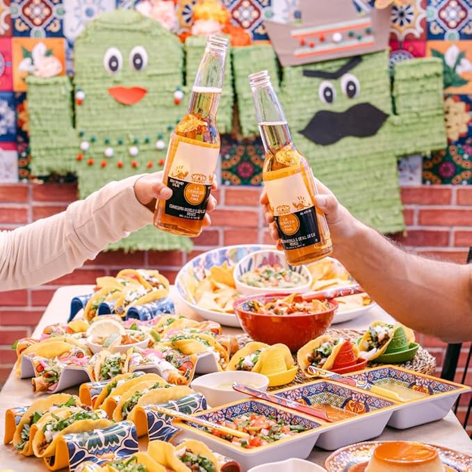 Prepara Taco Gift Set, Talavera - Taco Fiesta Talavera Pattern Serving Set for Taco Tuesday Night Parties, 6-Inch Party Bowl, 4 Taco Spoons for Easy Scooping, 4 Reversible Taco Holders