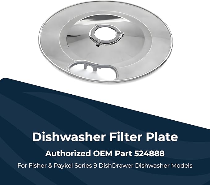 Dishwasher Filter Plate Kit 524888 for Fisher & Paykel Series 9 DishDrawer Dishwasher Models to Replace Parts 523381, 523419, or 529822P - OEM Dishwasher Filter Plate Replacement Part 524888