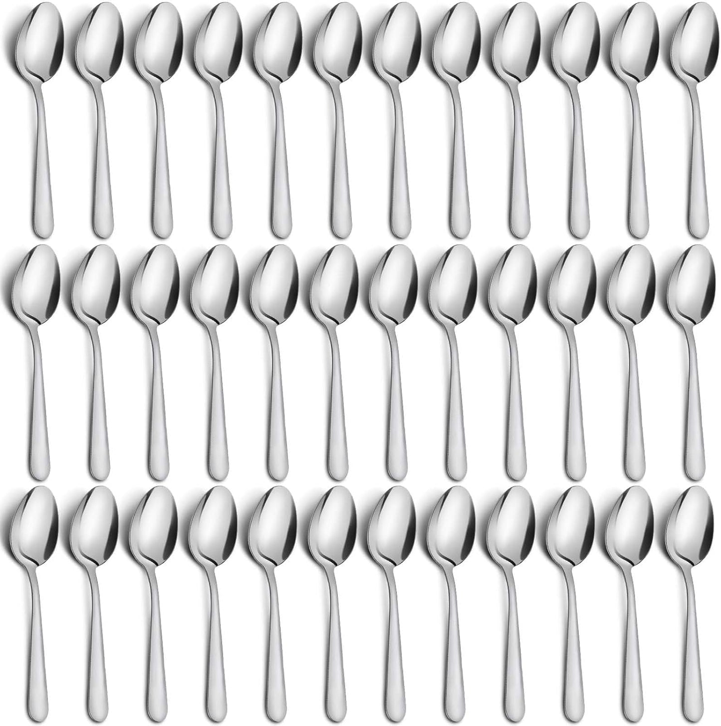 36-Piece Stainless Steel Silverware Set, 5.9" Tea Spoons, Durable Small Spoons, Cost-effective for Home, Kitchen, Restaurant - Mirror Polished, Dishwasher Safe