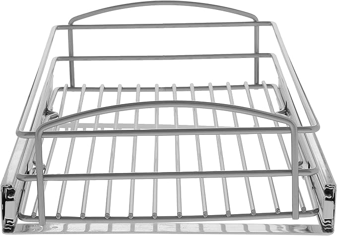 Knape & Vogt RS-MUB-11-FN 5 in. H x 12 in. W x 20 in. D Multi-Use Pull-Out Basket Cabinet Organizer in Silver