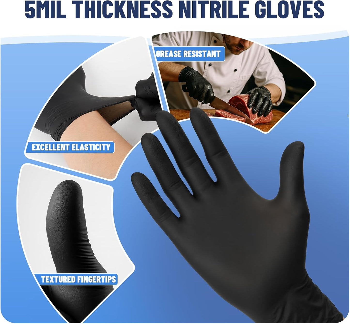 Nitrile Gloves 5mil Disposable, 40 Pairs (80 Gloves), Individually Wrapped 2 Pack, Latex Free, Powder Free, Comfortable Fit, Durable Gloves for Work, Food Prep, Cleaning, Household, Travel Use, Large