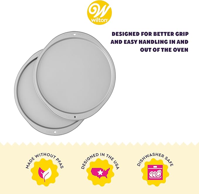 Wilton Recipe Right 12-Inch Pizza Pans, 2-Piece Set, Steel
