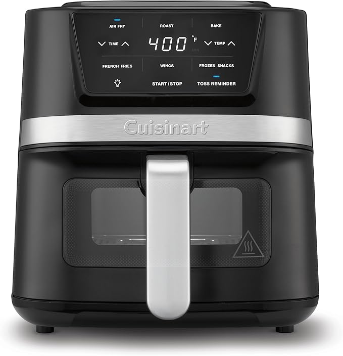 Cuisinart Air Fryer, 2.6-Quart Compact Basket Fryer with 3 Cooking Functions to Air Fry, Roast, and Bake, 3 Airfryer Presets, Dishwasher-Safe Parts, AIR-80, Stainless Steel & Black