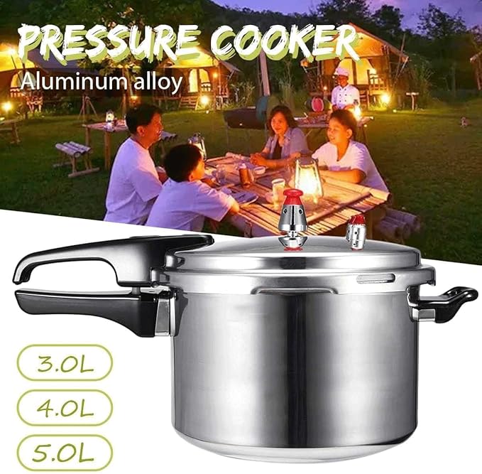 Electric Pressure Cooker, Kitchen Pressure Cooker Cookware 18/20/22cm Gas Stove/Open Fire Pressure Cooker Outdoor Camping Cook Tool Steamer,One Color-3L