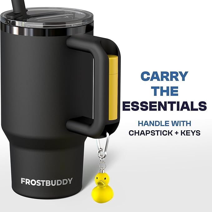 Frost Buddy Thicc Buddy - 16 oz Stainless Steel Vacuum Insulated Tumbler with Lid and Straw for Water - Travel Mug Cupholder Friendly - Gifts for Women Men Him Her (Navy)