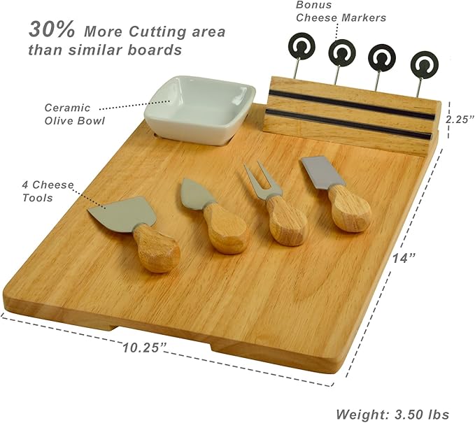 Picnic at Ascot NCAA Officially Licensed Purdue Bamboo Cheese/Charcuterie Board with Ceramic Bowl, Knife Set & cheese Markers
