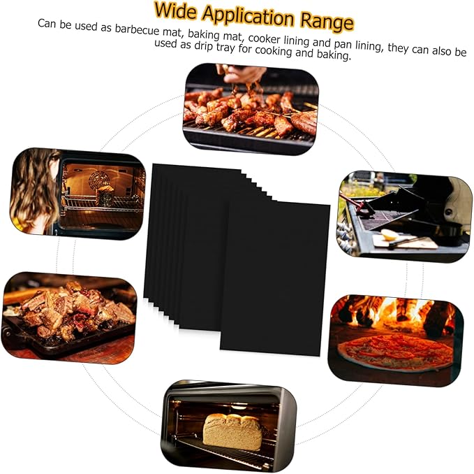 SHOWERORO 9pcs Non-stick Oven Liners Grill Baking Mats for Air Fryer Reusable Oven Mats Easy to Clean