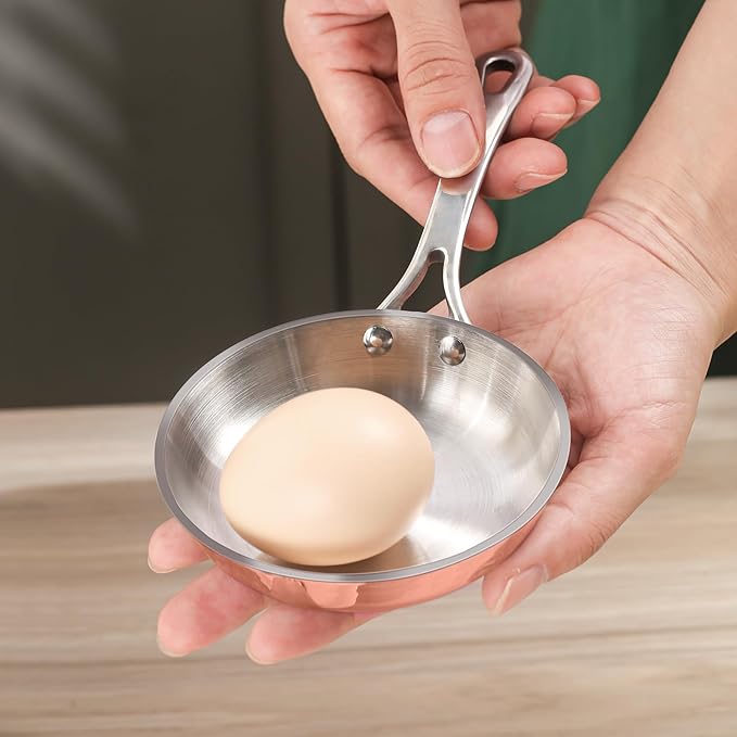 Macevia 0.12QT Mini Sauce Pan, 18/10 Stainless Steel Butter Warmer, Small Pot with Handle, Ideal for Kitchen, Restaurant, Camping & RV Use (4 Inch) - Copper