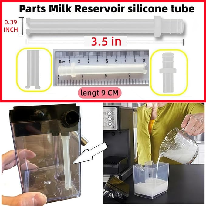 (2 pack) 162416-000-000 silicone tube Milk Frothing silicone Pipe Tube Compatible with Mr Coffee BVMC-ECMP1000 BVMC-ECMP1000RB BVMC-ECMP1102 Coffee Maker Milk foam straw