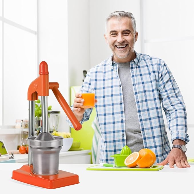Cast Iron Juicer Hand Press, Manual Juicer Stainless Steel Lemon Squeezer Home Decor, Heavy Duty Countertop Lime Citrus Crush Machine for Fresh Lemonade Orange Juice, Easy to Clean