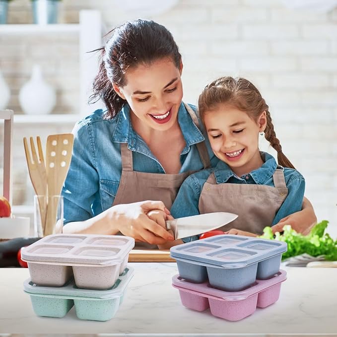 LCHLZZ 20 Pack Snack Containers, 4 Compartments Reusable Meal Prep Lunch Containers, BPA Free Bento Snack Box, Divided Food Storage Containers for Travel, Picnic, Microwave and Dishwasher Safe