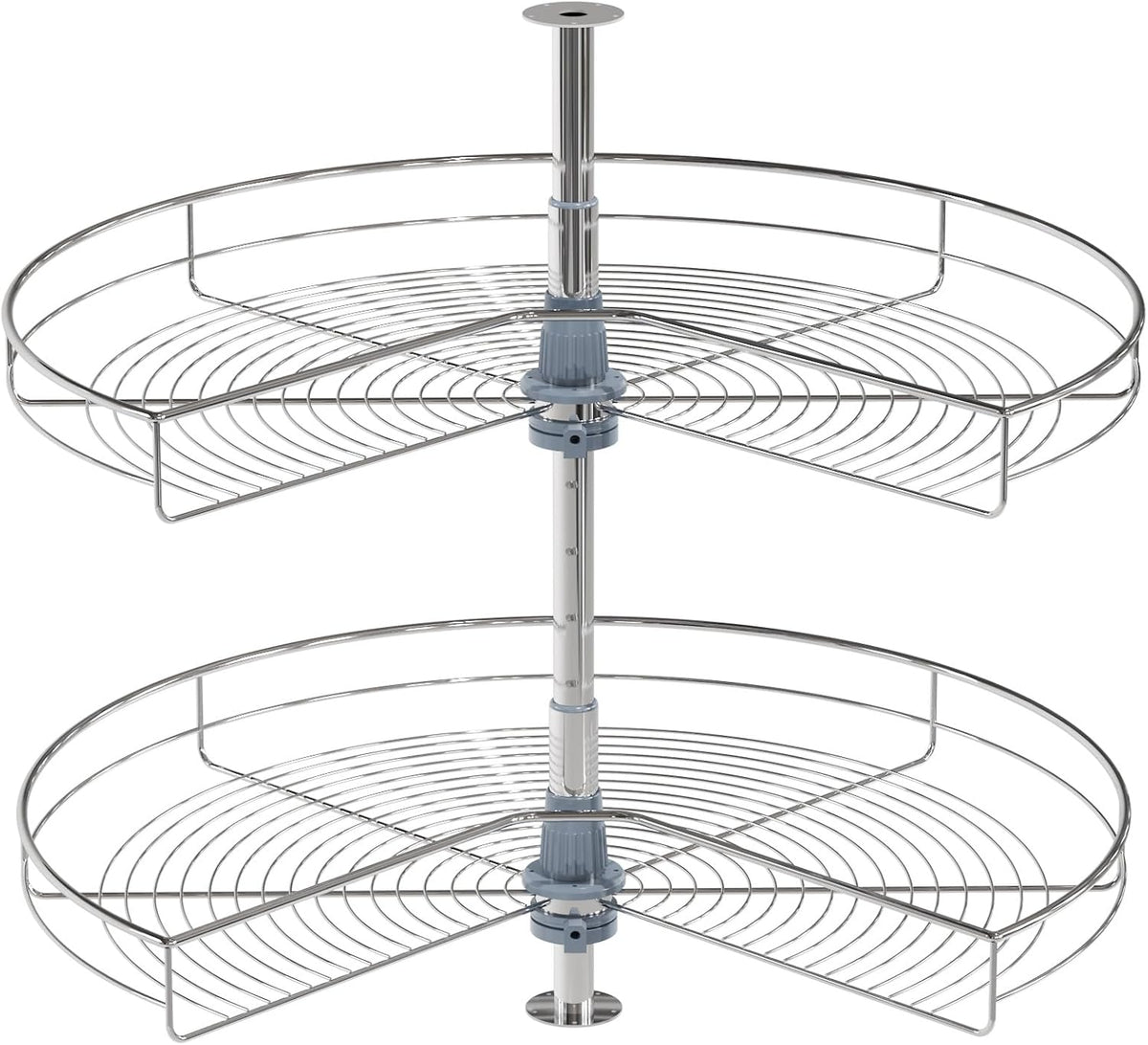 Dowell 32" Kidney Lazy Susan, 2 Shelves, Kitchen Base Corner Cabinet Organizer (Chrome 4001 270 32)
