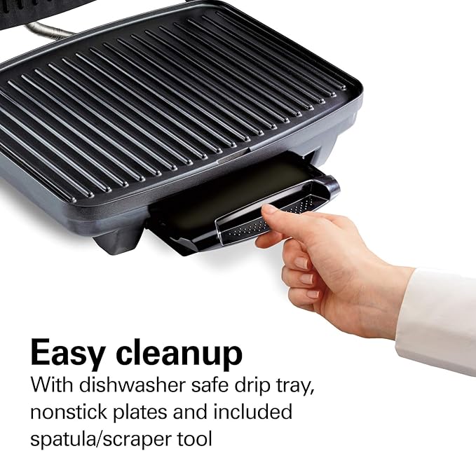 Hamilton Beach Panini Press,Sandwich Maker & Electric Indoor Grill,Upright Storage,PFAS-Free Nonstick Easy Clean Grids,Stainless Steel (25410),(Pack of 2)
