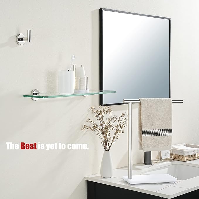 JQK Bathroom Glass Shelf Chrome, Tempered Glass Shower Storage 20 by 5 inches, 304 Stainless Steel Polished Chrome Wall Mount, 2 Pack, TGS101L20-CH-P2