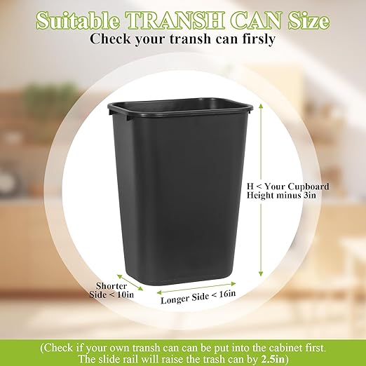 Pull Out Trash Can Under Cabinet Shelf, Under Cabinet Trash Cans Pull Out Kit with Soft-Close Slides,Door Mounting Under Sink Trash Can Slider for Kitchen,Fits Up to 40 Qt(Can Not Included)